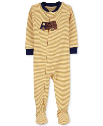 Carter's Baby Boys And Baby Girls 100% Snug Fit Cotton Footie Pajamas In Truck Yellow