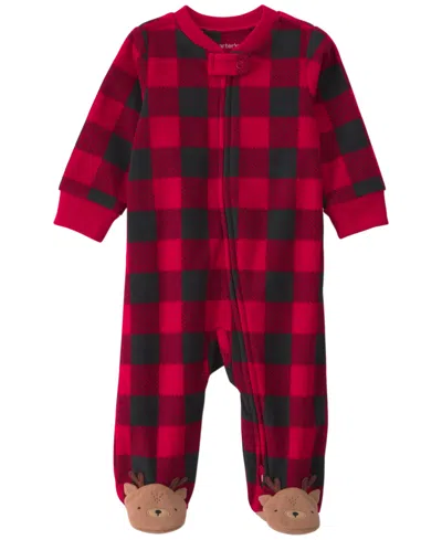 Carter's Baby Boys' And Baby Girls' 2-way Zip Fleece Loose-fit Sleep & Play In Red,black