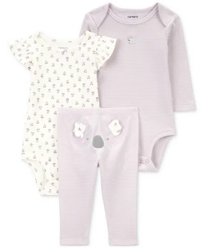 Carter's Baby Boys And Baby Girls 3-pc. Little Character Bodysuit & Pant Set In Purple