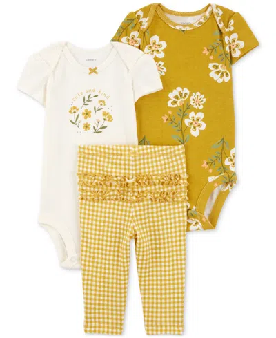 Carter's Baby Boys And Baby Girls 3-pc. Little Character Bodysuit & Pant Set In Yellow