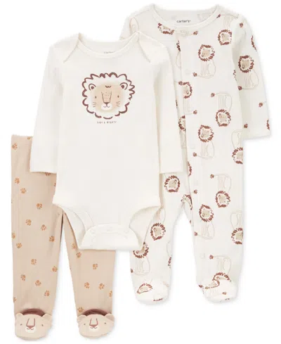 Carter's Baby Boys And Baby Girls 3-piece Sleep And Play, Bodysuit, And Pants Set In Ivory