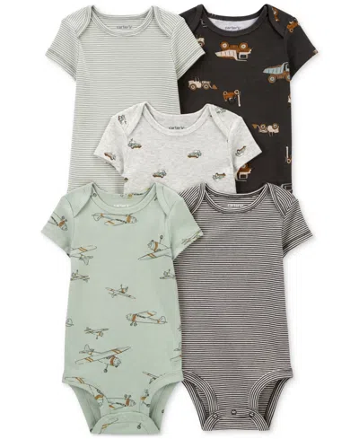 Carter's Baby Boys And Baby Girls 5-pc. Short Sleeve Bodysuits Set In Cars,planes