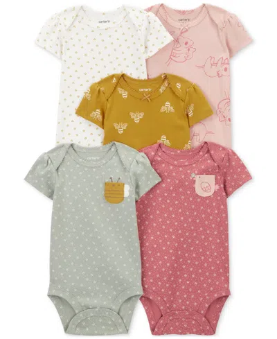 Carter's Baby Boys And Baby Girls 5-pc. Short Sleeve Bodysuits Set In Koala,bees