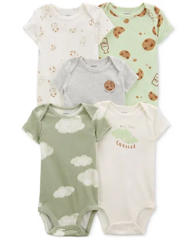 Carter's Baby Boys And Baby Girls 5-pc. Short Sleeve Bodysuits Set In Milk  Cookies