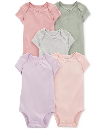 Carter's Baby Boys And Baby Girls 5-pc. Short Sleeve Bodysuits Set In Multi Solid Girls