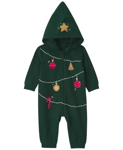 Carter's Baby Boys' And Baby Girls' Christmas Tree French Terry Jumpsuit In Brown