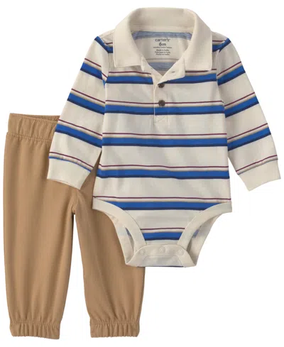 Carter's Baby Boys' And Baby Girls' Long-sleeve Bodysuit And Pants, 2-piece Set In Neutral