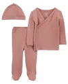 CARTER'S BABY BOYS AND BABY GIRLS PURELY SOFT 3-PIECE SIDE SNAP OUTFIT
