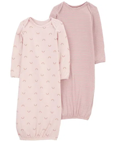 Carter's Baby Boys And Baby Girls Purely Soft Sleeper Gowns, Pack Of 2 In Pink