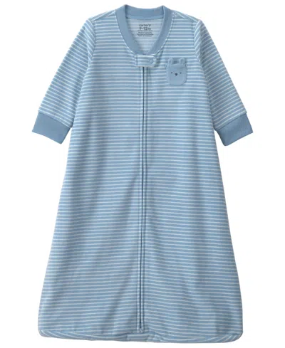 Carter's Baby Boys' And Baby Girls' Striped Fleece Loose-fit Wearable Blanket In Blue