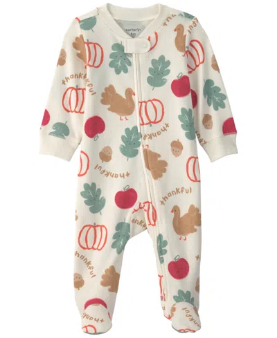 Carter's Baby Boys' And Baby Girls' Thanksgiving 2-way Zip Sleep & Play In Multi