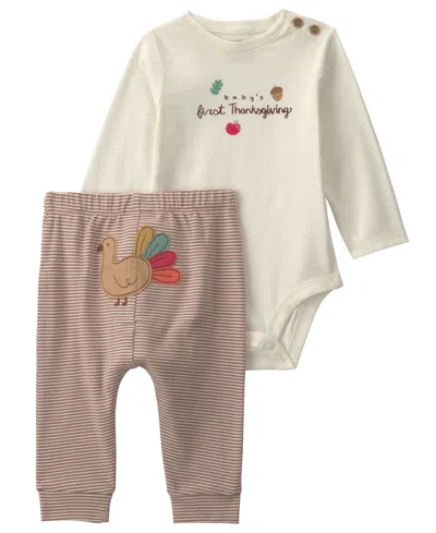 Carter's Kids' Baby Boys' And Girls' Baby's First Thanksgiving Top And Pants, 2-piece Set In Multi