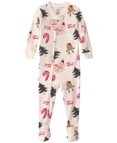 Carter's Baby Boys' And Girls' Christmas Icon Long-sleeve Footed Pajamas, 1-piece In Multi