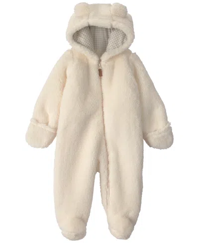 Carter's Baby Boys' And Girls' Teddy Fleece Hooded Jumpsuit In Cream