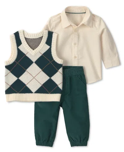 Carter's Baby Boys' Argyle Sleeveless Vest, Shirt And Pants, 3-piece Set In Multi