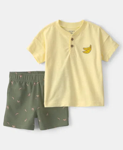 Carter's Baby Boys' Banana Top And Shorts, 2-piece Set In Green