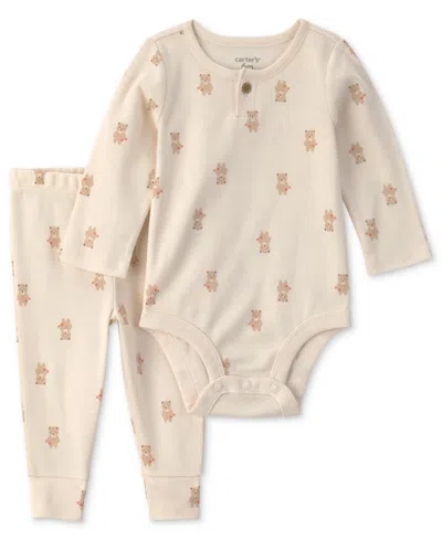 Carter's Baby Boys' Bear Bodysuit And Pant 2-piece Set In Brown