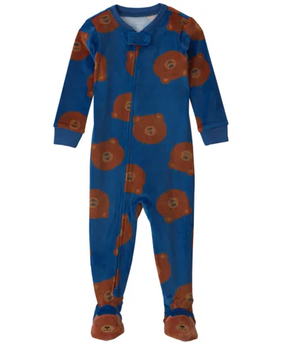 Carter's Baby Boys' Bear Dreamplush 2-way Zipper Footed Pajamas In Blue