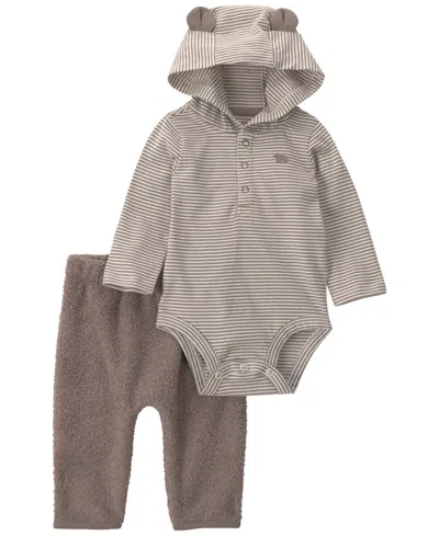 Carter's Baby Boys' Bear Long-sleeve Bodysuit And Pants, 2-piece Set In Brown