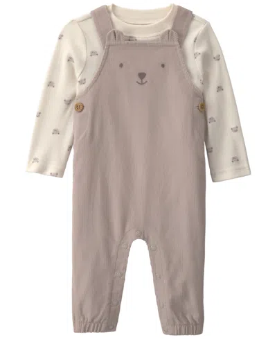 Carter's Baby Boys' Bear Print Long-sleeve T-shirt And Bear Corduroy Overall, 2-piece Set In Neutral