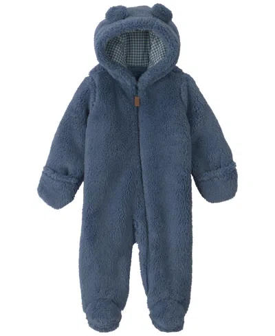 Carter's Baby Boys' Bear Teddy Fleece Hooded Jumpsuit In Blue