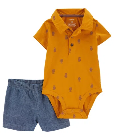 Carter's Baby Boys Bodysuit And Shorts, 2 Piece Set In Yellow
