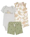 CARTER'S BABY BOYS BODYSUIT, SHORTS, AND ROMPER, 3 PIECE SET