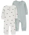Carter's Baby Boys Car-print Coverall & Striped Sleep & Play Coverall, Pack Of 2 In Blue,gray