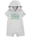 Carter's Baby Boys Chill Mood Hooded Romper In Gray