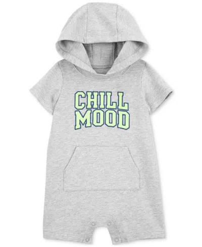 Carter's Baby Boys Chill Mood Hooded Romper In Gray