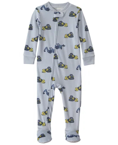 Carter's Carters Baby Boys' Construction 2-way Zip Dream Plush Snug-fit Footed Pajama In Multi