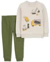 CARTER'S BABY BOYS CONSTRUCTION GRAPHIC PULLOVER SWEATSHIRT & JOGGER PANTS, 2 PIECE SET