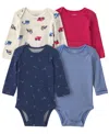 Carter's Baby Boys' Construction Round Neck Bodysuits, 4-pack In Multi