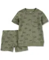 Carter's Toddler Boys Construction Shirt & Shorts, 2-piece Set In Olive