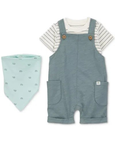 Carter's Baby Boys Cotton Bandana, T-shirt & Shortall, 3 Piece Set In Med Blue