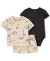 Carter's Baby Boys Cotton Dinosaur T-shirt, Shorts & Bodysuit, 3 Piece Set In Neutral