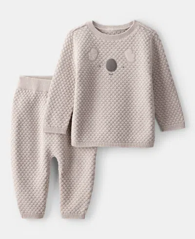 Carter's Baby Boys Cotton Long-sleeve Top & Pants, 2 Piece Set In Gray