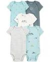 Shop Carter's Baby Boys Cotton Short-sleeve Bodysuits, Pack Of 5 In Assorted