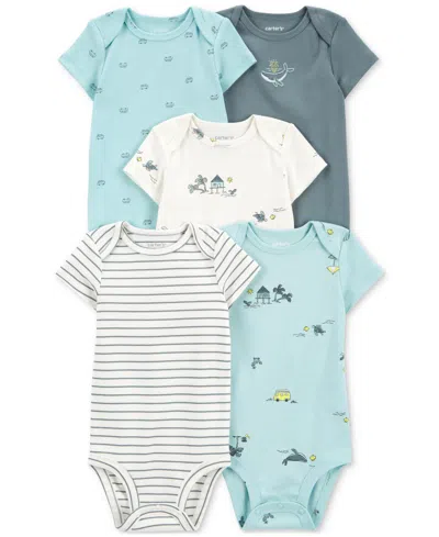 Carter's Baby Boys Cotton Short-sleeve Bodysuits, Pack Of 5 In Assorted