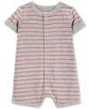 Carter's Baby Boys Crab Striped Short-sleeve Romper In Orange