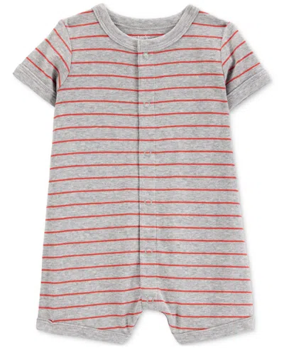 Carter's Baby Boys Crab Striped Short-sleeve Romper In Orange