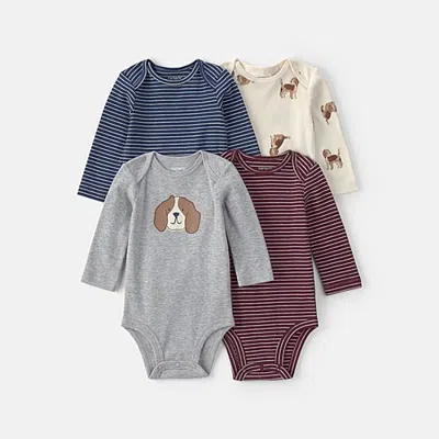 Carter's Baby Boys Crew Neck Long Sleeve 4-pc. Bodysuit In Multi