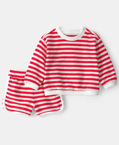 Carter's Baby Boys' Crewneck T-shirt And Shorts, 2-piece Set In Red