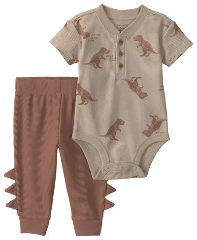 Carter's Baby Boys' Dinosaur Bodysuit And Pant, 2-piece Set In Multi
