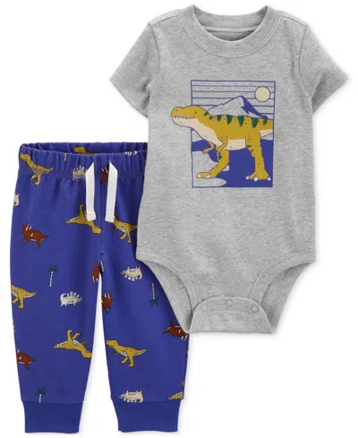 Carter's Baby Boys Dinosaur Graphic Bodysuit & Pants, 2 Piece Set In Blue