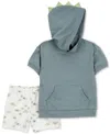 Carter's Toddler Boys Dinosaur Hooded Top & Shorts, 2-piece Set In Green