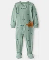 Carter's Baby Boys Dinosaur-print Cotton Long-sleeve 2-way-zip 1-piece Footed Pajamas In Green
