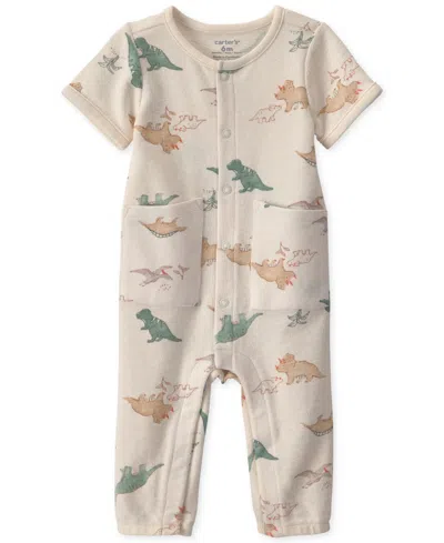 Carter's Baby Boys' Dinosaur Print Jumpsuit In Brown