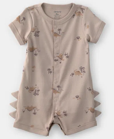 Carter's Baby Boys' Dinosaur Short-sleeve Romper In Brown
