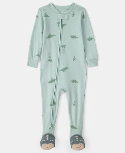 Carter's Baby Boys' Dinosaur Snug Fit One-piece Pajama In Green